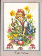 86541- GIRL, RABBIT, FLOWERS, PAINTED EGGS, CHICKS, MUSHROOMS, EASTER - Pilze