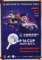 = SUISSE - 2020 - MONTREUX - Affiche TOP16 Européen - SOLJA BOLL - Tennis Table Tischtennis - Table Tennis