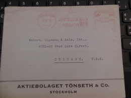 ATEKO KANNOR STOCKHOLM 17 AUG 1936 POUR U.S.A. TARIF 030 ÖRE AKTIEBOLAGET TÖNSETH & CO - 1920-1936 Coil Stamps I