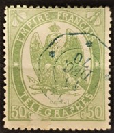 FRANCE 1868 - Canceled - YT 6 - 50c - Télégraphe - Telegramas Y Teléfonos