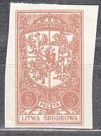 CENTRAL LITHUANIA   SCOTT NO 39     UNUSED NO GUM     YEAR  1921 - Occupations