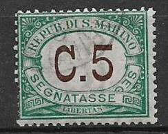 SAN MARINO 1897-1919 SEGNATASSE VALORE IN BRUNO SASS. 1 USATO VF - Segnatasse