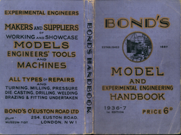 Catalogue BOND'S 1936-7 1st Ed. Model & Experimental Engineering Handbook - Anglais