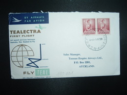 LETTRE TP 4d Paire OBL. 1 DE 59 SYDNEY + AUCKLAND + TEALECTRA FIRST FLIGHT JET SPEED AUSTRALIA NEW ZEALAN & FIJI - Erst- U. Sonderflugbriefe