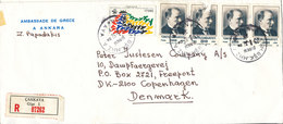 Turkey Registered Cover Cankaya 23-8-1992 Sent To Denmark (one Of The Stamps Is Damaged) - Briefe U. Dokumente