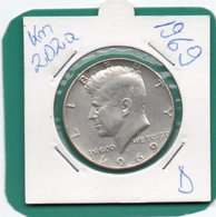 UNITED STATES OF AMERICA  50 CENTS 1969  D   KM-2002a  SILVER AUNC - 1964-…: Kennedy