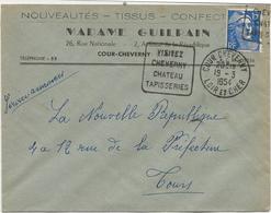 LETTRE OBLITERATION DAGUIN - COUR CHEVERNY -LOIR ET CHER - VISITEZ CHEVERNY CHATEAU -TAPISSERIES-1954 - Annullamenti Meccaniche (Varie)