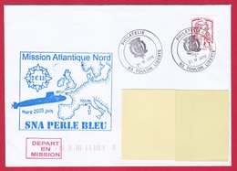 4579 Marine, Marine, SNA Perle Bleu, Mission Atlantique Nord, 2C13, Oblit. Manuelle Toulon Liberté 21-04-2015, Marianne - Scheepspost