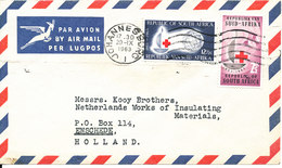 South Africa Air Mail Cover Sent To Holland Johannesburg 20-9-1963 With Complete Set RED CROSS - Aéreo