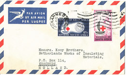 South Africa Air Mail Cover Sent To Holland Johannesburg 12-9-1963 With Complete Set RED CROSS - Aéreo