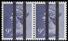 GREAT BRITAIN Machine 9p PO Training Stamps Personnel PAIR OVPT:2vert. GB - Variétés, Erreurs & Curiosités