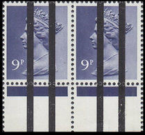GREAT BRITAIN Machine 9p PO Training Stamps Personnel MARG.PAIR OVPT:2vert. GB - Errors, Freaks & Oddities (EFOs