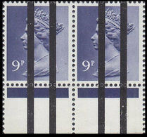 GREAT BRITAIN Machine 9p PO Training Stamps Personnel MARG.PAIR OVPT:2vert. GB - Variétés, Erreurs & Curiosités