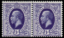 GREAT BRITAIN 1912 George V D.violet 1d Int.Stamp Exhibition ESSAY IMPERF.PAIR - Ensayos, Pruebas & Reimpresiones