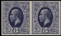 GREAT BRITAIN 1912 George V Dp.Viol.Bl.1d Int.Stamp Exhibition ESSAY IMPERF.PAIR - Proeven & Herdruk