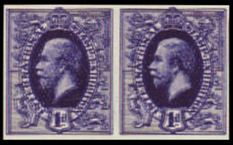 GREAT BRITAIN 1912 George V D.Viol.Blue 1d Int.Stamp Exhibition ESSAY IMPERF.PAIR ERROR:2Xprint - Proeven & Herdruk