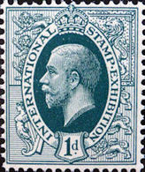 GREAT BRITAIN 1912 George V Sl.Greenish 1d Int.Stamp Exhibition ESSAY PERF. - Proeven & Herdruk