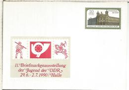 ALEMANIA DDR ENTERO POSTAL 1990 HALLE EXPOSICION FILATELICA  JUVENIL - Private Postcards - Mint