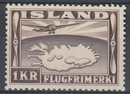 +Iceland 1934. Airmail 1 Kr . AFA/ Michel 179.  MNH(**). - Posta Aerea