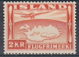 +Iceland 1934. Airmail 2 Kr . AFA/ Michel 180.  MNH(**). - Aéreo