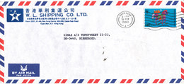 Hong Kong Air Mail Cover Sent To Denmark 16-2-1990 Single Franked - Briefe U. Dokumente