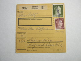 BONDORF (Moselland) , Klarer Notstempel Auf Paketkarte - 1940-1944 Ocupación Alemana