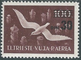 1949 TRIESTE B POSTA AEREA SOPRASTAMPATO 30 D SU 100 LIRE MH * - RC15-7 - Correo Aéreo