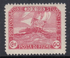 Italy - FIUME - Sassone N. 67 - Cat. 110 Euro - MH* - Linguellato - Fiume