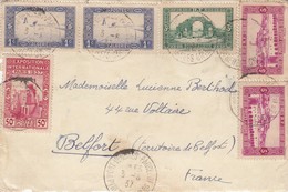 LETTRE DEVANT. ALGERIE 1937.  MEKNES POUR VALDOIE TERRITOIRE DE BELFORT - Cartas & Documentos