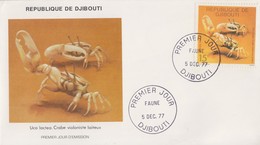 Enveloppe  FDC  1er  Jour   DJIBOUTI    Crabe  Violoniste  Laiteux   1977 - Crustacés