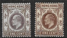 HONG KONG 1903 1c, 1910 1c SG 62, 91 MOUNTED MINT Cat £14 - Nuevos