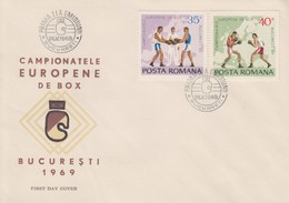 Enveloppe   FDC  1er  Jour   ROUMANIE    Championnat  D' Europe  De   Boxe   1969 - Pugilato