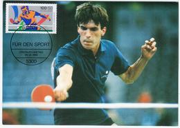 Germany Deutschland 1989 Maximum Card, Fur Den Sport, Tischtennis, Table Tennis, Bonn - 1981-2000