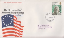 Enveloppe  FDC  1er   Jour    GRANDE  BRETAGNE    Bicentenaire  Des   U.S.A    1976 - Indépendance USA