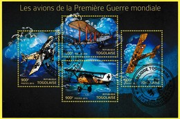 Bloc Feuillet Oblitéré De 4 Timbres-poste - Les Avions De La Première Guerre Mondiale - République Togolaise 2015 - Togo (1960-...)