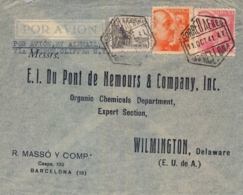1941 , BARCELONA - WILMINGTON , SOBRE CIRCULADO POR CORREO AÉREO VIA " LISBON CLIPPER N.Y. " , CENSURA - 1931-50 Briefe U. Dokumente