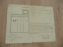 Lettre De Voiture Roulages Antoine Dur Montpellier 1811 Pour Lyon Ballot - Transports