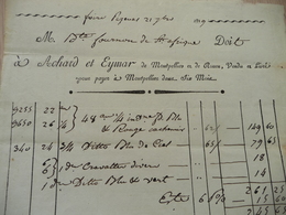 Facture Achard Eymar Montpellier Linges écrite à La Foire De Pezenas 21/10/1819 - Textilos & Vestidos
