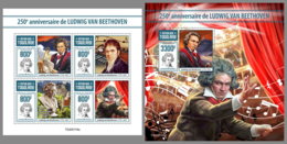 TOGO 2020 MNH Ludwig Van Beethoven Composer Komponist Compositeur M/S+S/S - OFFICIAL ISSUE - DH2014 - Music