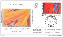 L4R305 FRANCE 1993 Peintre FDC Olivier Debré 2,50f Paris 17 04 1993/envel.  Illus. - Modern