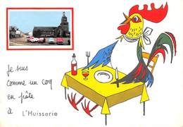 Je Suis Comme Un Coq En Pâte à L'HUISSERIE - Coq Dessiné + Petite Photo Eglise - Renault 4L - Sonstige Gemeinden
