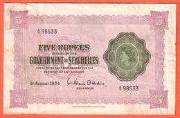 SEYCHELLES Billet  5 Rupees  01 08 1954 - Pick 11a - Seychellen