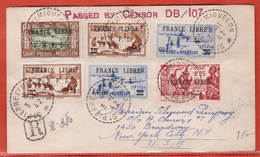 SAINT PIERRE & MIQUELON LETTRE FRANCE LIBRE RECOMMANDEE CENSUREE DE 1942 DE POUR NEW YORK - Storia Postale