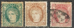 Serie Completa  ANTILLAS, Colonia Española Cuba 1870,  Alegoria España, Num 19-20-21 º/** - Cuba (1874-1898)