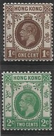 HONG KONG 1921 - 1937 1c , 2c  SG 117, 118 WATERMARK MULTIPLE SCRIPT CA LIGHTLY MOUNTED MINT  Cat £10.50 - Ungebraucht