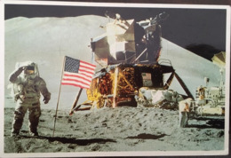 Cpm, NASA, Astronaut Irwin Lunar Module Pilot On Apollo 15 - U.S. Flag - Astrocard, Houston Texas - On The Moon, - Espace