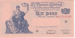 BILLETE DE ARGENTINA DE 1 PESO LEY Nº12962 DE 27 DE MARZO DEL 1947 SERIE M EN CALIDAD EBC (XF)  (BANKNOTE) - Argentine