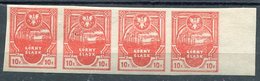 EASTERN UPPER  SILESIA 1921 Insurgent Issue 10 F. Imperforate Marginal Strip Of 4 MNH / **. Michel 2B - Other & Unclassified