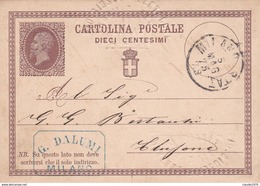 ITALIA - INTERO POSTALE - REGNO - CENT. 10 - VIAGGIATO DA MILANO PER CLUSONE ( BERGAMO ) - Entero Postal