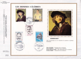 Feuillet Tirage Limité CEF 185 Soie Les Hommes Célébres Rembrandt Picasso Bugatti Shaw Léger - Covers & Documents